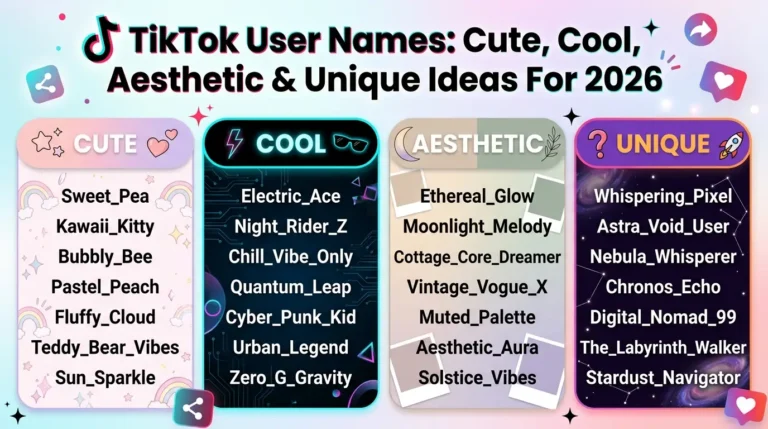 TikTok User Names: Cute, Cool, Aesthetic & Unique Ideas For 2026