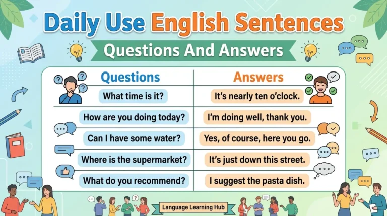 Daily Use English Sentences Questions And Answers