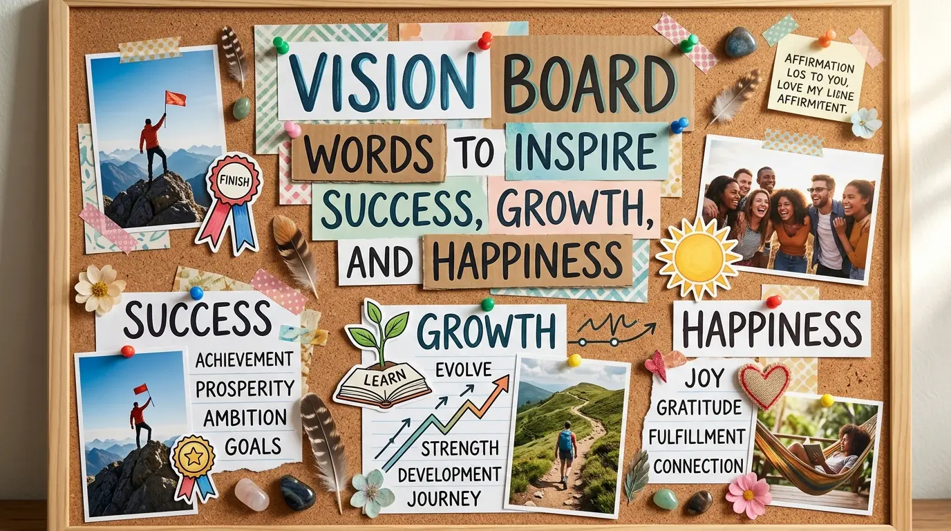 Vision Board Words to Inspire Success, Growth, and Happiness
