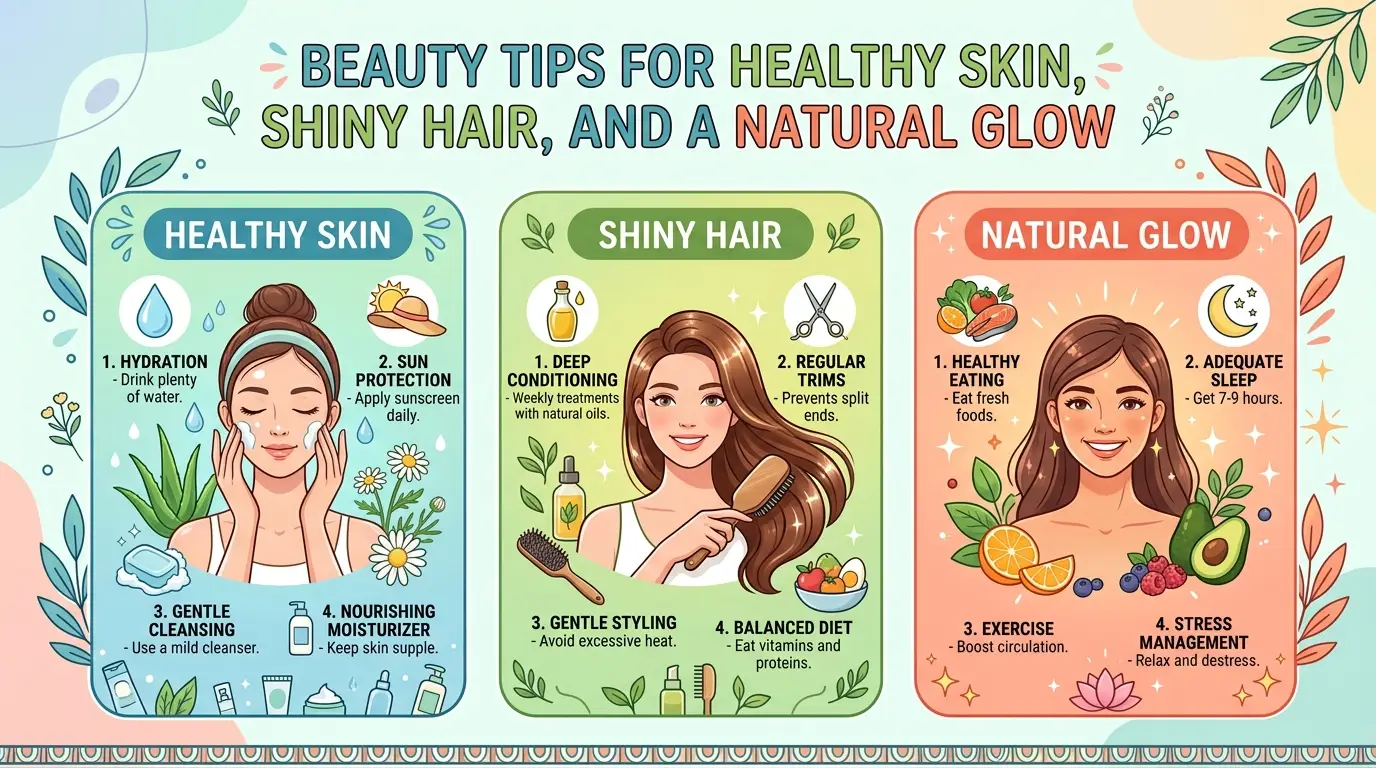 Beauty Tips for Healthy Skin, Shiny Hair, and a Natural Glow