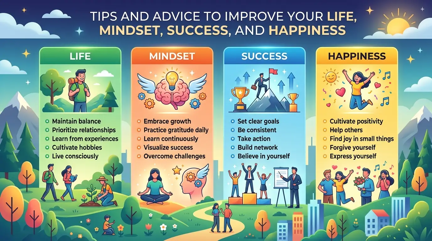 Tips and Advice to Improve Your Life, Mindset, Success, and Happiness